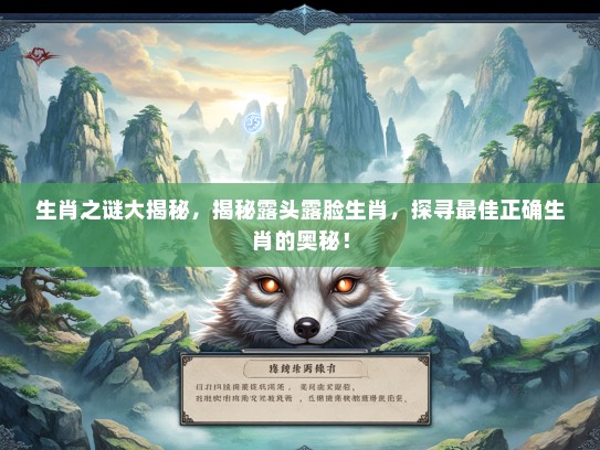 生肖之谜大揭秘，揭秘#头#脸生肖，探寻最佳正确生肖的奥秘！