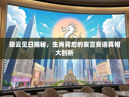 拨云见日揭秘，生肖背后的妄言妄语真相大剖析