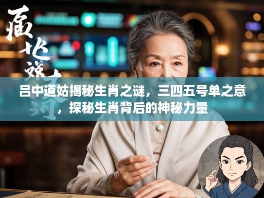 吕中道姑揭秘生肖之谜，三四五号单之意，探秘生肖背后的神秘力量
